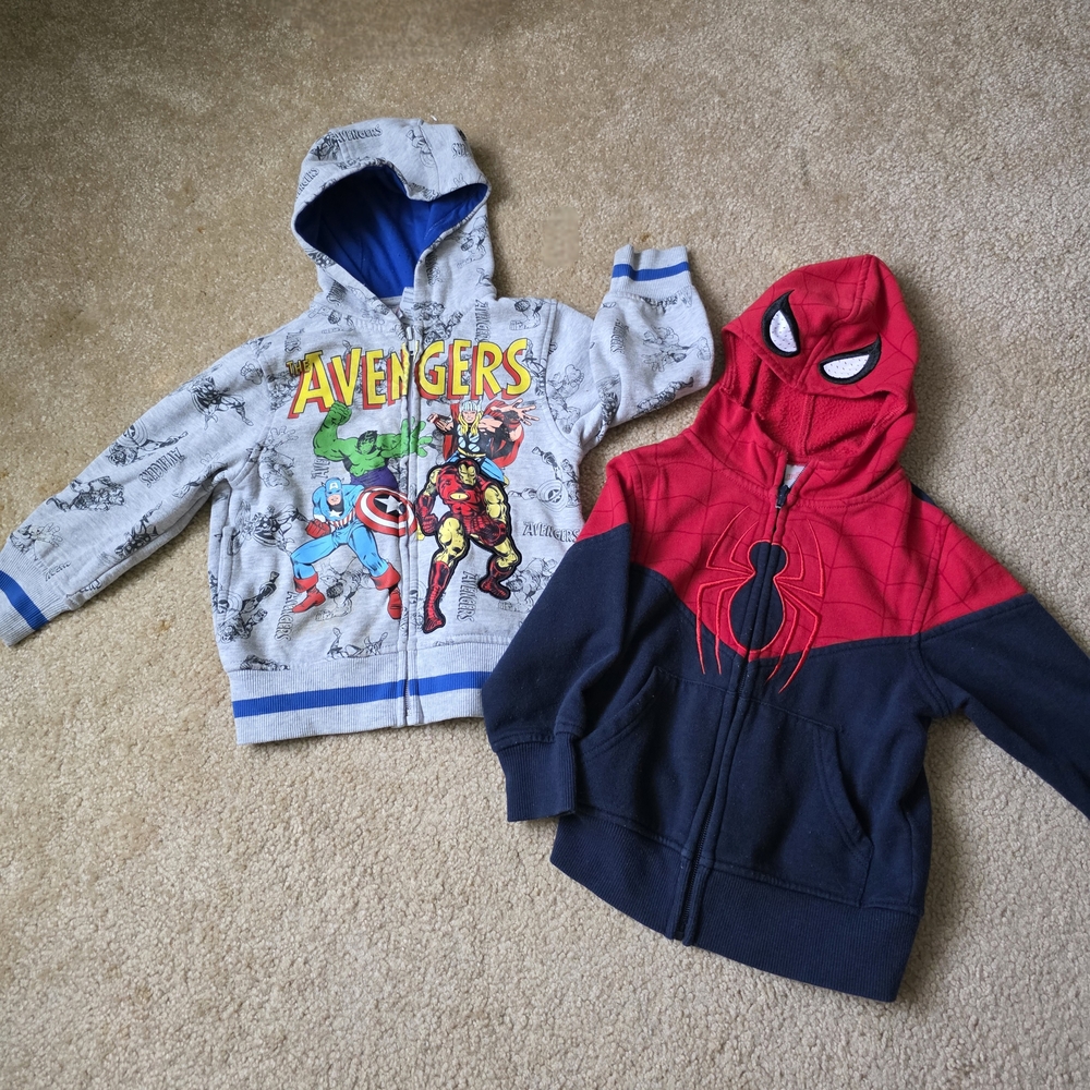 Marvel Avengers and Spider-Man Kids Hoodie Set - Gray and Red